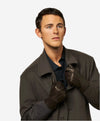 CR3103 (brown) - Men's Handsewn Rabbit Fur Gloves - Leather Gloves Online - Luxury Leather Gloves - 3