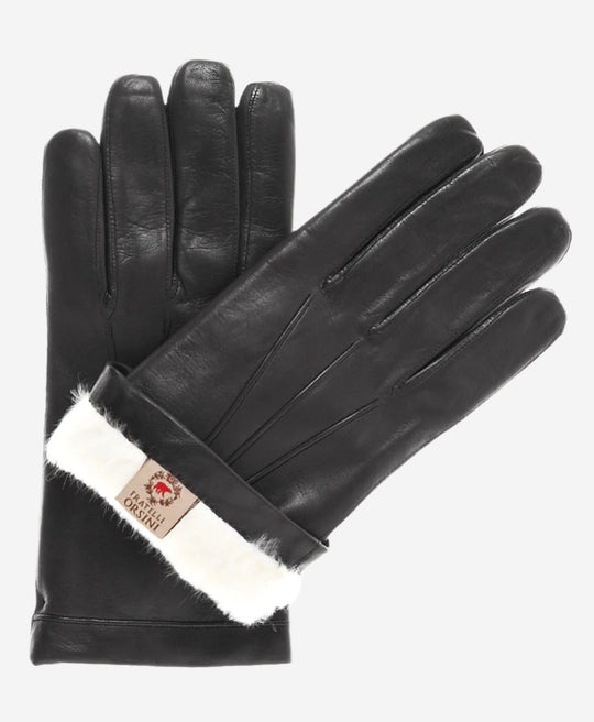 CR3302 (black) - Men’s cadet Italian rabbit fur gloves with shorter fingers