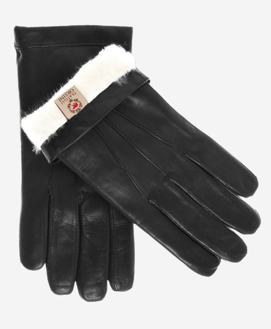 CR3303 (black) - Men’s Italian rabbit fur gloves with longer fingers