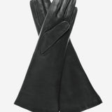 CR4001W6 (black) - Italian Rabbit Fur Lined 6-Button Length Leather Gloves