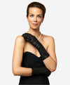 CR4001W6 (black) - Italian rabbit fur lined 6-button length leather gloves