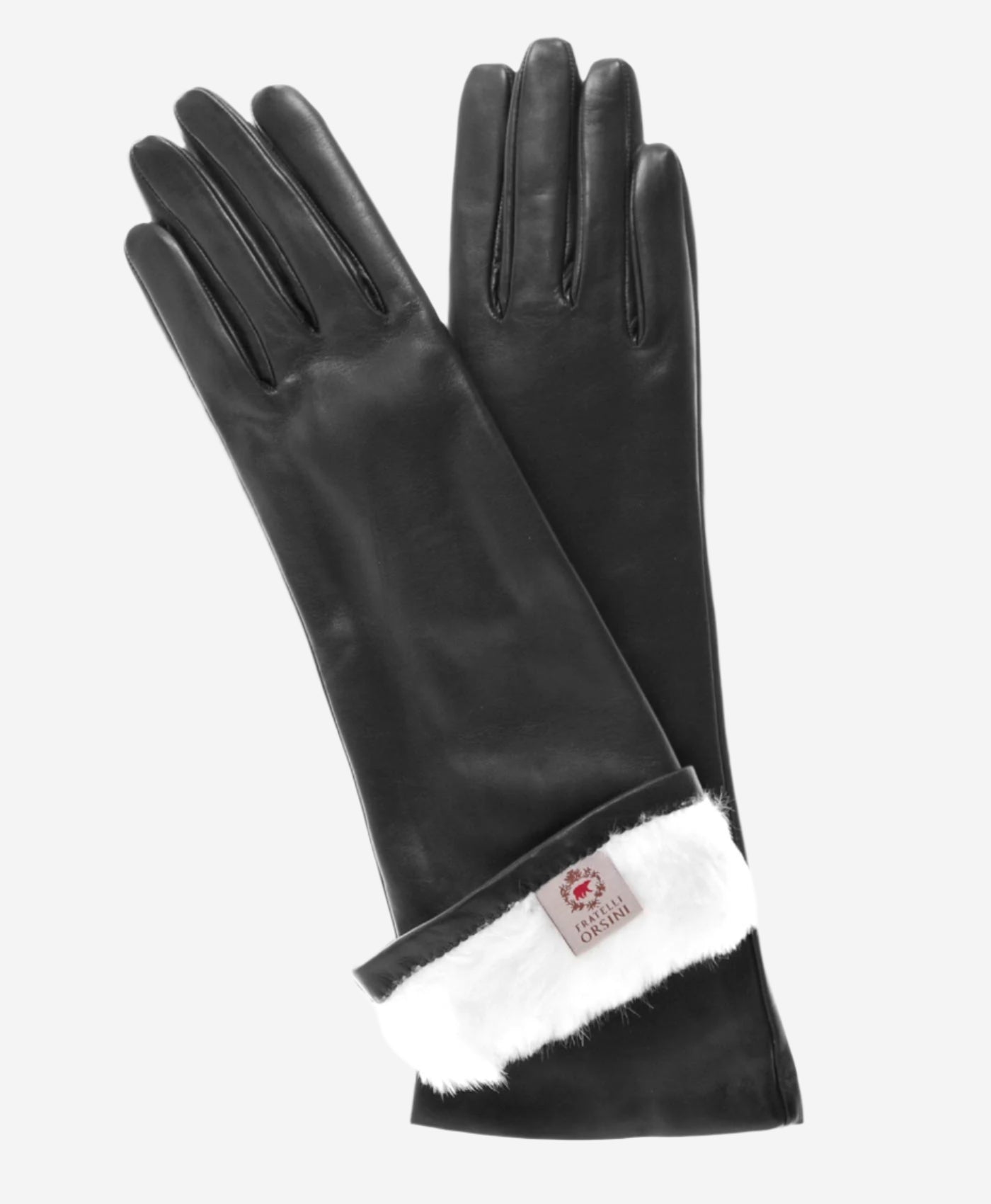 CR4001W6 (black) - Italian Rabbit Fur Lined 6-Button Length Leather Gloves - Leather Gloves Online - Luxury Leather Gloves - 1