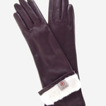 CR4001W6 (brown) - Italian Rabbit Fur Lined 6-Button Length Leather Gloves - Leather Gloves Online - Luxury Leather Gloves - 1