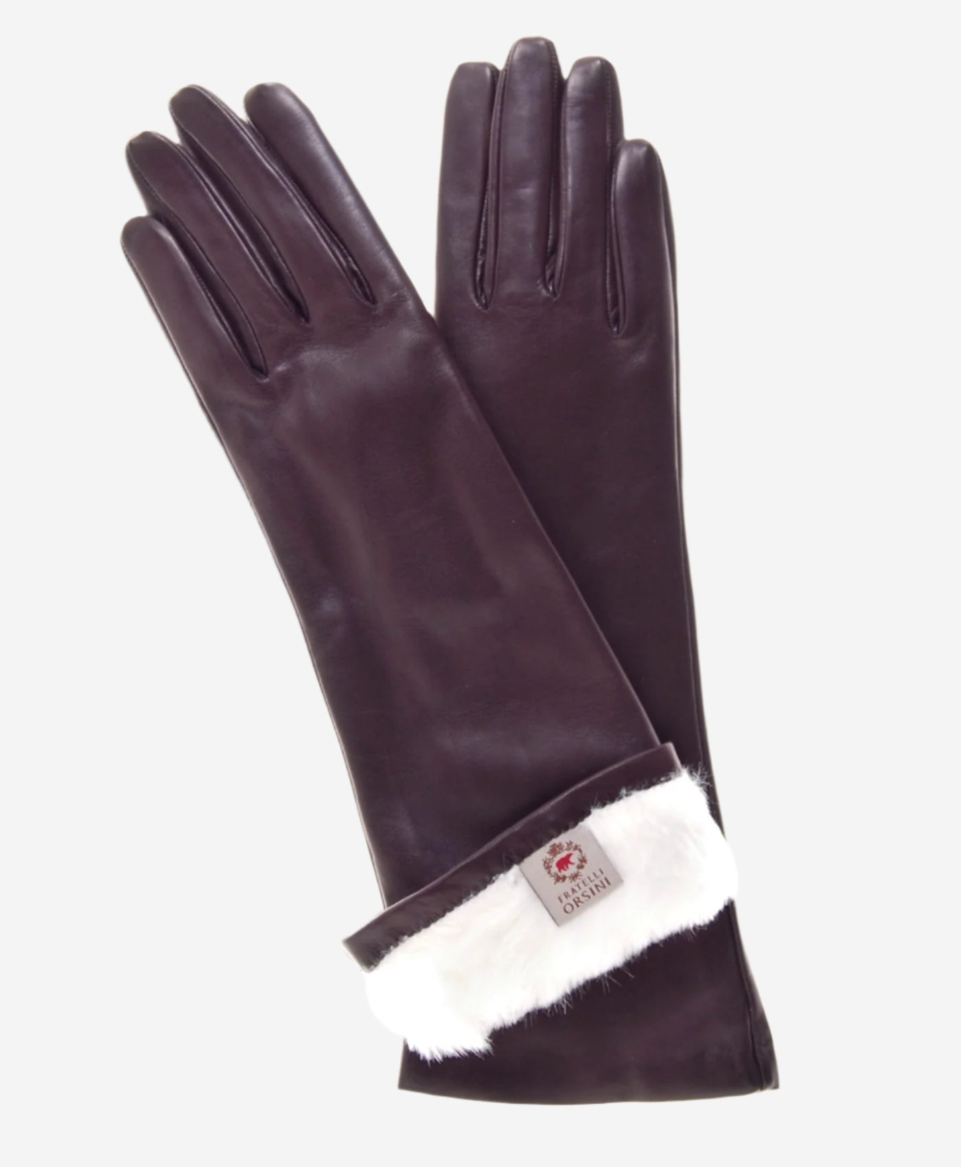 CR4001W6 (brown) - Italian Rabbit Fur Lined 6-Button Length Leather Gloves - Leather Gloves Online - Luxury Leather Gloves - 1