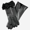 CR4302 (black) - Women's Italian Rabbit Fur Gloves with Button - Leather Gloves Online - Luxury Leather Gloves - 1