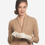 CR4405 (cream) - Women's Italian Rex Rabbit Fur Cuff Winter Leather Gloves