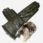 CR4405 (black) - Women's Italian Rex Rabbit Fur Cuff Winter Leather Gloves - Leather Gloves Online - Luxury Leather Gloves - 2