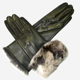 CR4405 (black) - Women's Italian Rex Rabbit Fur Cuff Winter Leather Gloves - Leather Gloves Online - Luxury Leather Gloves - 2