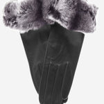 CR4405 (black) - Women's Italian Rex Rabbit Fur Cuff Winter Leather Gloves - Leather Gloves Online - Luxury Leather Gloves - 1