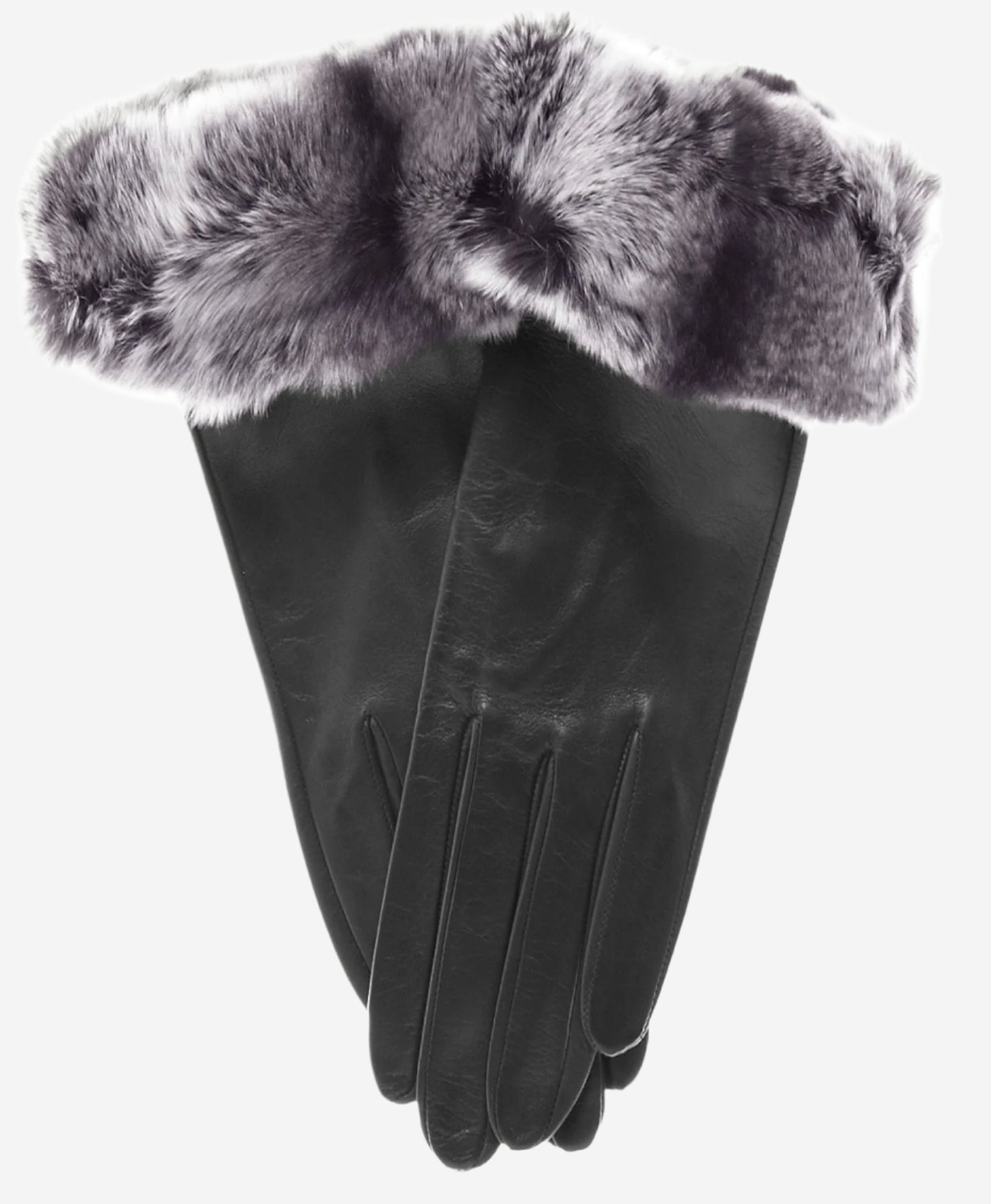 CR4405 (black) - Women's Italian Rex Rabbit Fur Cuff Winter Leather Gloves - Leather Gloves Online - Luxury Leather Gloves - 1