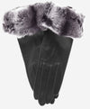 CR4405 (black) - Women's Italian Rex Rabbit Fur Cuff Winter Leather Gloves - Leather Gloves Online - Luxury Leather Gloves - 1