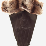 CR4405 (brown) - Women's Italian Rex Rabbit Fur Cuff Winter Leather Gloves - Leather Gloves Online - Luxury Leather Gloves - 2