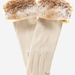 CR4405 (cream) - Women's Italian Rex Rabbit Fur Cuff Winter Leather Gloves - Leather Gloves Online - Luxury Leather Gloves - 2