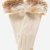 CR4405 (cream) - Women's Italian Rex Rabbit Fur Cuff Winter Leather Gloves - Leather Gloves Online - Luxury Leather Gloves - 2