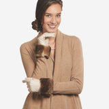 CR4450 (cream) - Women's Italian Orylag Rabbit Fur Cuff Cashmere Lined Winter Leather Gloves