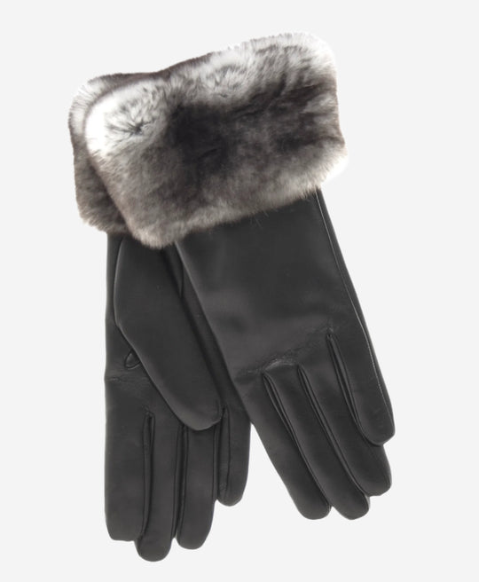 CR4450 (black) - Women’s Italian Orylag rabbit fur cuff cashmere lined winter leather gloves
