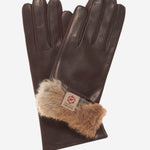 CR4606 (brown) - Women's Italian Natural Rabbit Fur Gloves - Leather Gloves Online - Luxury Leather Gloves - 1