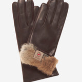 CR4606 (brown) - Women's Italian Natural Rabbit Fur Gloves - Leather Gloves Online - Luxury Leather Gloves - 1