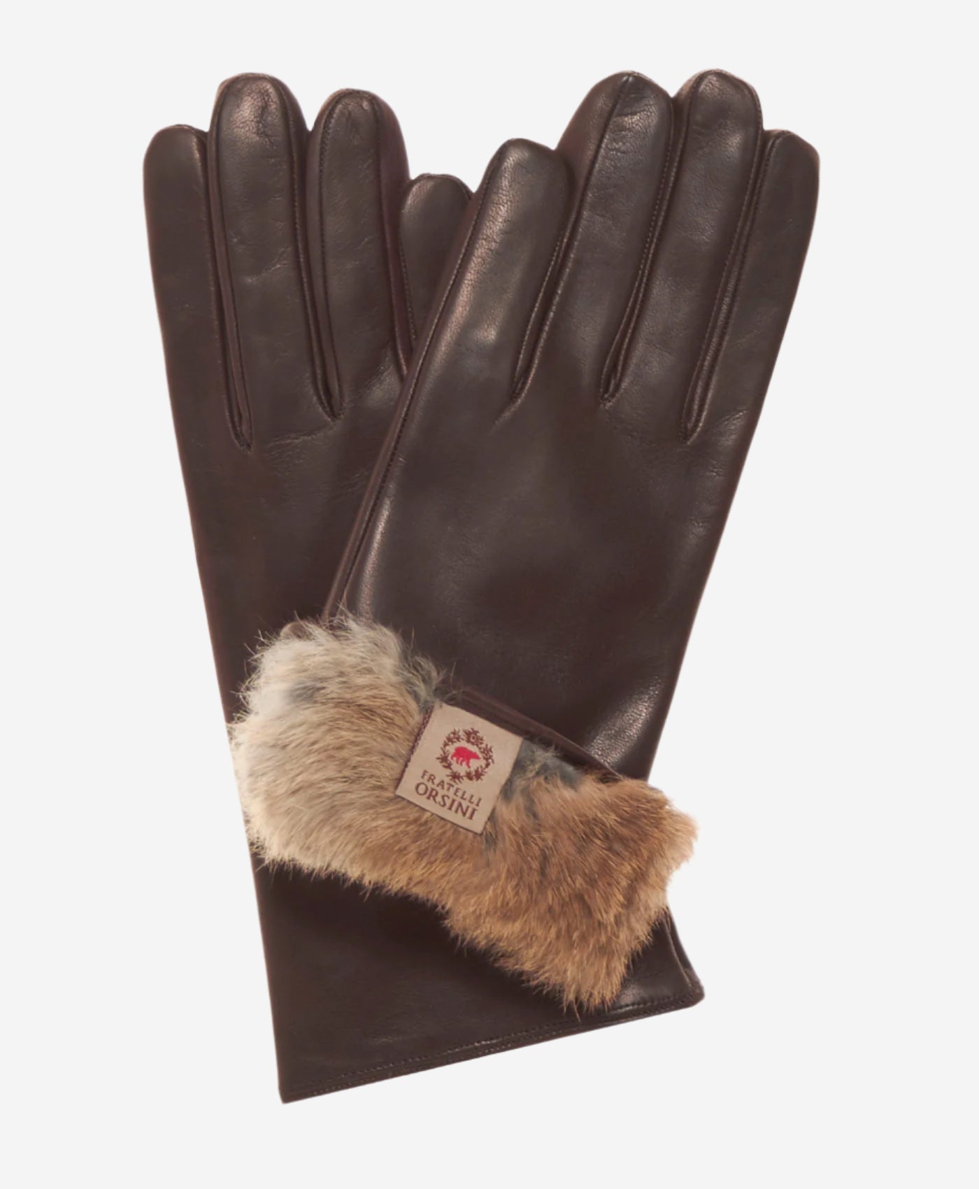 CR4606 (brown) - Women's Italian Natural Rabbit Fur Gloves - Leather Gloves Online - Luxury Leather Gloves - 1