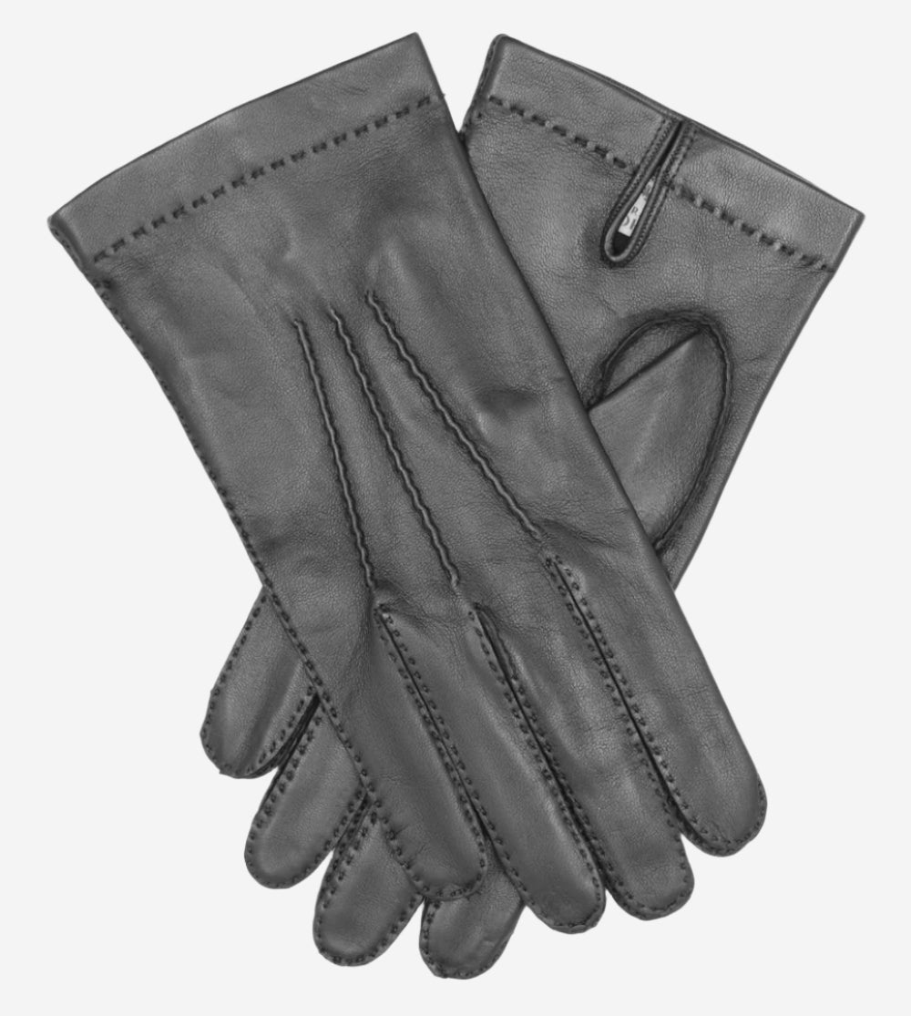 CS1003 (black) - Men's Handsewn Italian Silk Lined Leather Gloves - Leather Gloves Online - Luxury Leather Gloves - 1