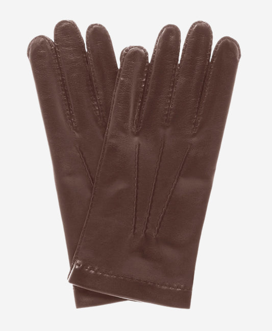 CS1003 (brown) - Men's Handsewn Italian Silk Lined Leather Gloves - Leather Gloves Online - Luxury Leather Gloves - 1
