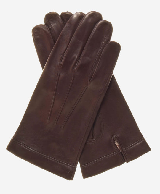 CS3550 (brown) - Men's Italian Silk Lined Lambskin Leather Gloves