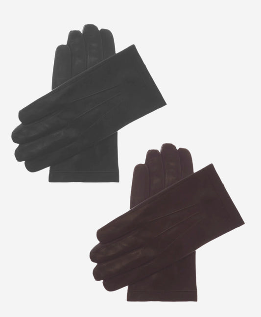 CS3913 (brown) - Men's Italian Silk Lined Touchscreen Leather Gloves