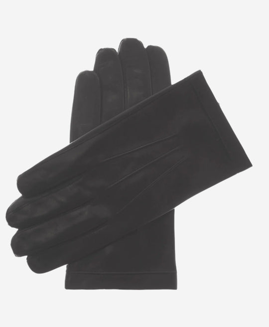 CS3913 (black) - Men's Italian Silk Lined Touchscreen Leather Gloves