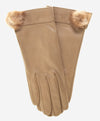 CS4033 (beige) - Women's Italian Silk Lined Lambskin Leather Gloves with Mink PomPom - Leather Gloves Online - Luxury Leather Gloves - 2