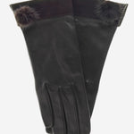 CS4033 (black) - Women's Italian Silk Lined Lambskin Leather Gloves with Mink PomPom - Leather Gloves Online - Luxury Leather Gloves - 2