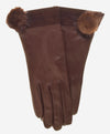 CS4033 (brown) - Women's Italian Silk Lined Lambskin Leather Gloves with Mink PomPom - Leather Gloves Online - Luxury Leather Gloves - 2