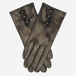 CS4070 (black) - Women's Italian Silk Lined Lambskin Leather Gloves with Buttons - Leather Gloves Online - Luxury Leather Gloves - 1
