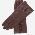 CS4070 (brown) - Women's Italian Silk Lined Lambskin Leather Gloves with Buttons - Leather Gloves Online - Luxury Leather Gloves - 1