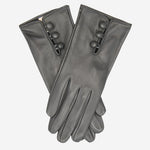 CS4070 (charcoal) - Women's Italian Silk Lined Lambskin Leather Gloves with Buttons - Leather Gloves Online - Luxury Leather Gloves - 1
