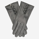 CS4070 (charcoal) - Women's Italian Silk Lined Lambskin Leather Gloves with Buttons - Leather Gloves Online - Luxury Leather Gloves - 1
