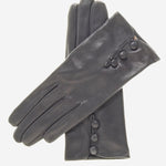 CS4070 (charcoal) - Women's Italian Silk Lined Lambskin Leather Gloves with Buttons - Leather Gloves Online - Luxury Leather Gloves - 2