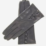 CS4070 (charcoal) - Women's Italian Silk Lined Lambskin Leather Gloves with Buttons - Leather Gloves Online - Luxury Leather Gloves - 2