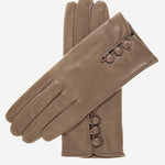 CS4070 (taupe) - Women's Italian Silk Lined Lambskin Leather Gloves with Buttons - Leather Gloves Online - Luxury Leather Gloves - 1