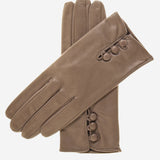 CS4070 (taupe) - Women's Italian Silk Lined Lambskin Leather Gloves with Buttons - Leather Gloves Online - Luxury Leather Gloves - 1