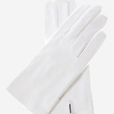 CS4101 (white) - Italian Silk Lined White Leather Wedding Gloves