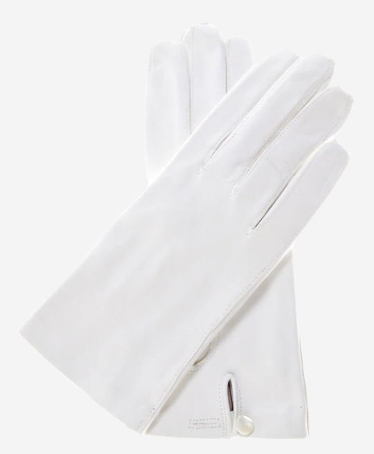 CS4101 (white) - Italian Silk Lined White Leather Wedding Gloves