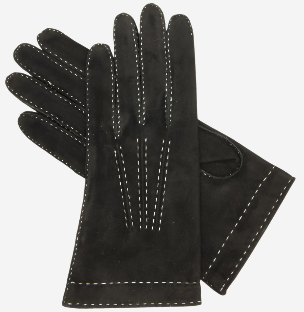 CS4104 (black) - Women's Italian Silk Lined Handsewn Leather Gloves with Contrast Stitching - Leather Gloves Online - Luxury Leather Gloves - 2