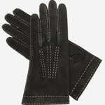 CS4104 (black) - Women's Italian Silk Lined Handsewn Leather Gloves with Contrast Stitching - Leather Gloves Online - Luxury Leather Gloves - 2
