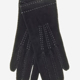CS4104 (black) - Women's Italian Silk Lined Handsewn Leather Gloves with Contrast Stitching - Leather Gloves Online - Luxury Leather Gloves - 3
