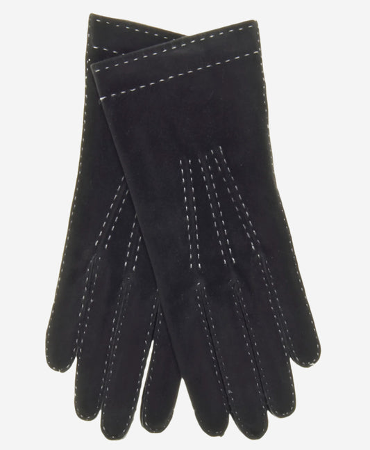 CS4104 (black) - Women's Italian Silk Lined Handsewn Leather Gloves with Contrast Stitching - Leather Gloves Online - Luxury Leather Gloves - 3