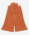 CS4204 (medium brown) - Women's Italian Silk Lined Leather Gloves with Contrast Decorative Stitching - Leather Gloves Online - Luxury Leather Gloves - 1