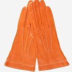 CS4204 (rust) - Women's Italian Silk Lined Leather Gloves with Contrast Decorative Stitching - Leather Gloves Online - Luxury Leather Gloves - 2