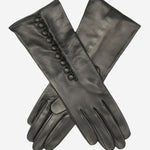 CS4255 (black) - Italian Silk Lined Gloves with Buttons - Leather Gloves Online - Luxury Leather Gloves - 1