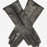 CS4255 (black) - Italian Silk Lined Gloves with Buttons - Leather Gloves Online - Luxury Leather Gloves - 1