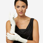 CS4255 (white) - Italian Silk Lined Gloves with Buttons - Leather Gloves Online - Luxury Leather Gloves - 2